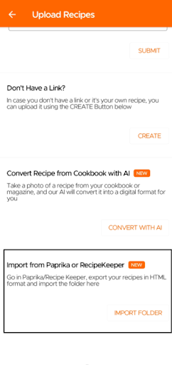 Export Recipes page of Recipe Keeper